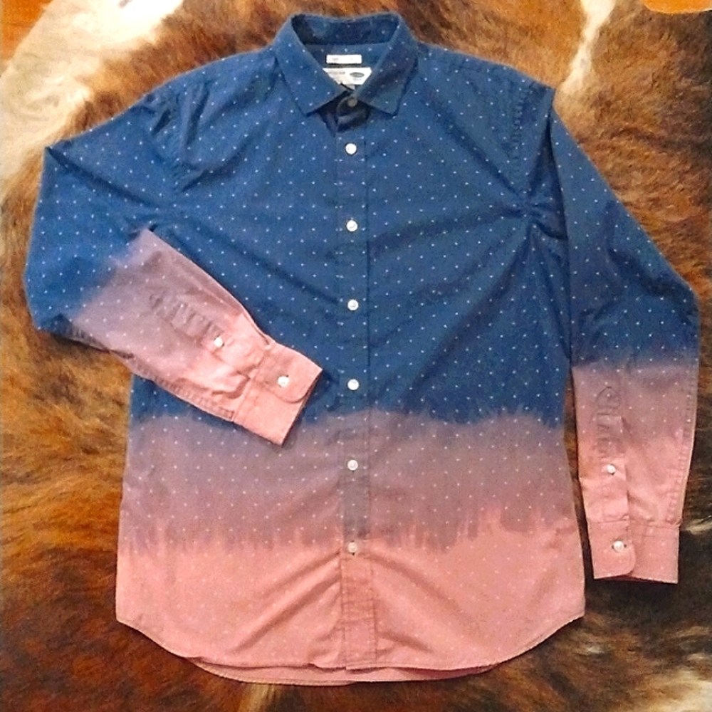 Bleached Old Navy Slim Fit Long Sleeve Button Up Shirt